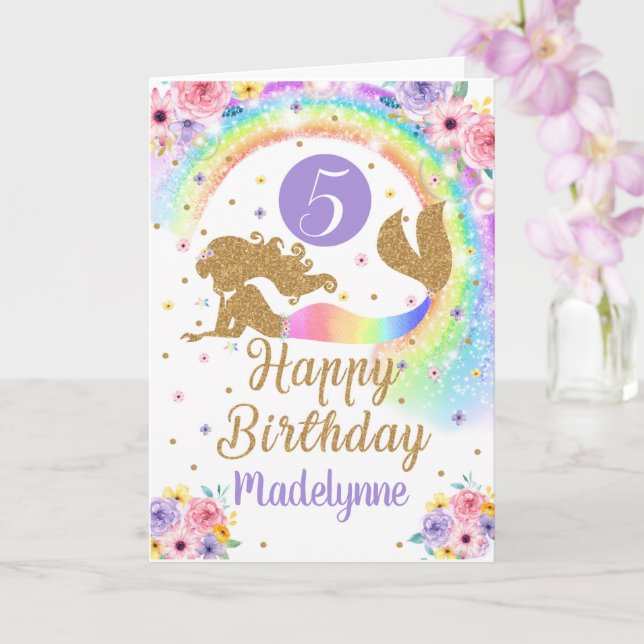 Cartão Rainbow Mermaid Birthday Card (Orquídea)
