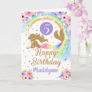 Cartão Rainbow Mermaid Birthday Card
