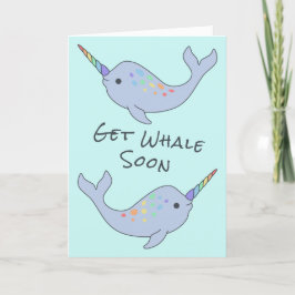 Cartão Rainbow Narwhale Get Whale em breve
