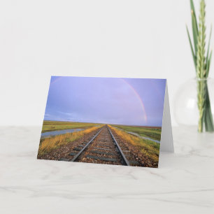 Cartão Rainbow over railroad tracks near Fairfield