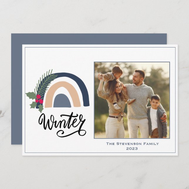 Cartão Rainbow Photo Winter Holiday (Frente/Verso)