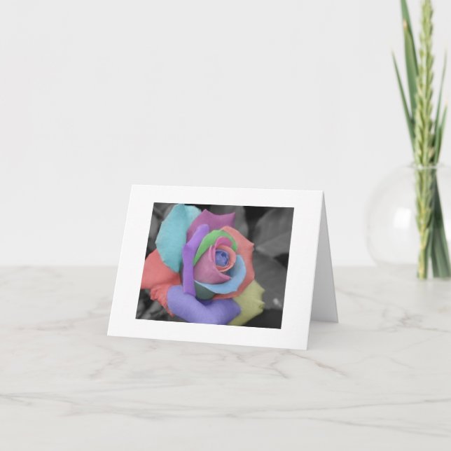 Cartão Rainbow Rose Notecard. (Frente)