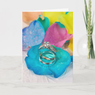 Cartão Rainbow rose petal and rings