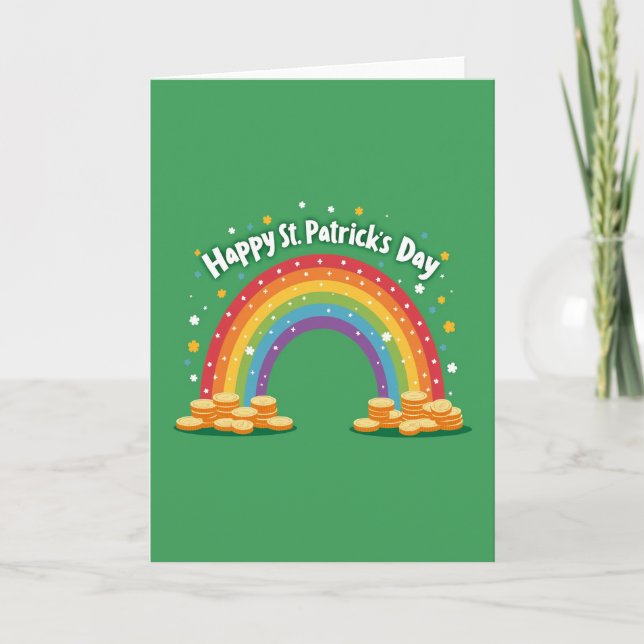 Cartão Rainbow Shamrock Pattern Card (Frente)