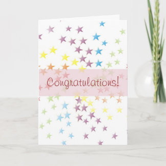 Cartão Rainbow Stars Pink Congratulations Card