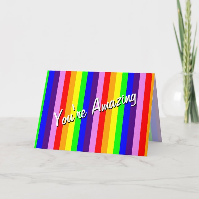 Cartão Rainbow Stripes Você é Incrível Muito Obrigado (Frente)