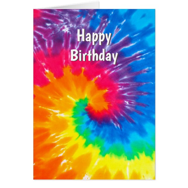 Cartão Rainbow Tie Dye Birthday (Frente)