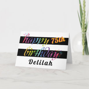 Cartão Rainbow Watercolor 75th ou qualquer saudação de an