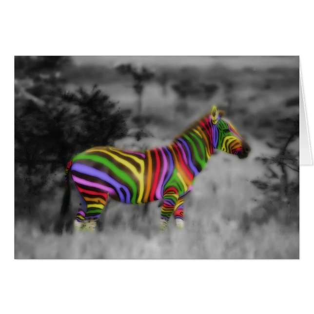 Cartão Rainbow Zebra (Frente Horizontal)
