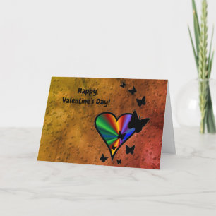 Cartão Rainbowheart e Borboleta