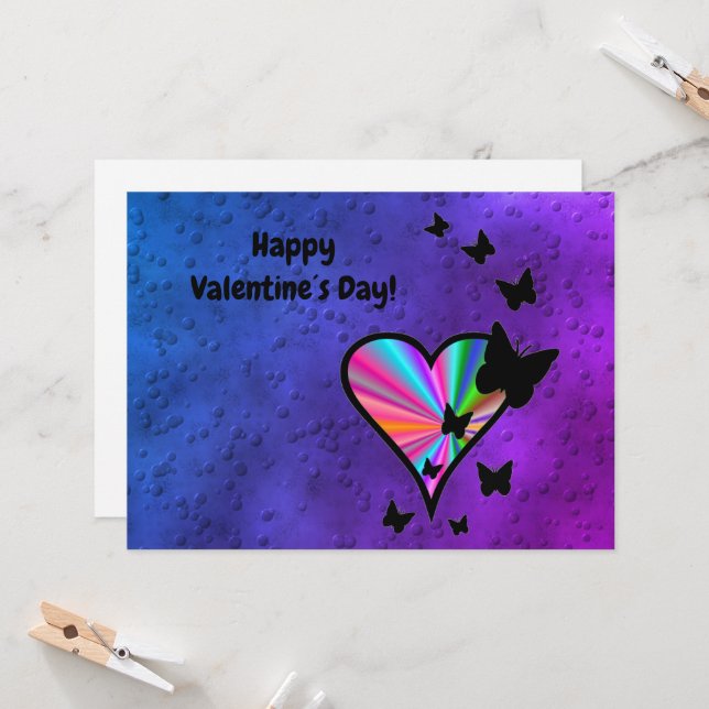 Cartão Rainbowheart e Borboleta (Frente/Verso In Situ)