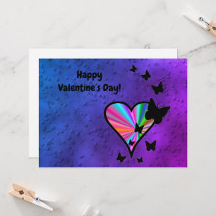 Cartão Rainbowheart e Borboleta