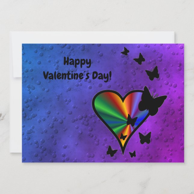 Cartão Rainbowheart e Borboleta (Frente)