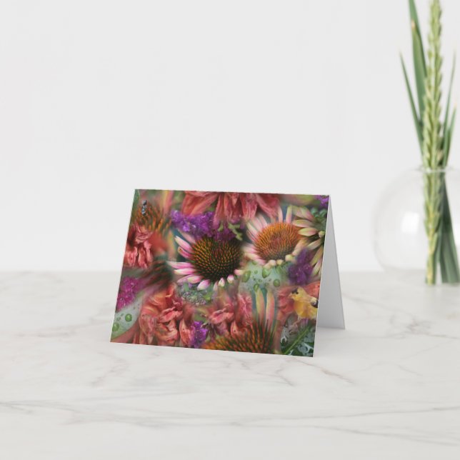 Cartão Raindropped Flowers notecard (Frente)