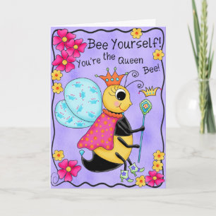 Cartão Rainha Bee Whimsy Mel Abelde-Se A Si Mesmo Arte