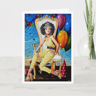 Cartão Rainha de Aniversário Vintage nos Glamoures de 197