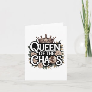 Cartão Rainha do Caos Bold Gem Crown & Floral