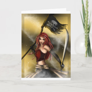 Cartão Rainha do pirata com bandeira