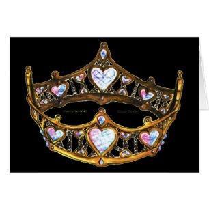 Cartão Rainha dos Corações Amarelo Dourada Coroa Tiara ne