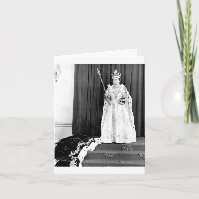 Cartão Rainha Elizabeth II Vestindo sua coroação (Frente)