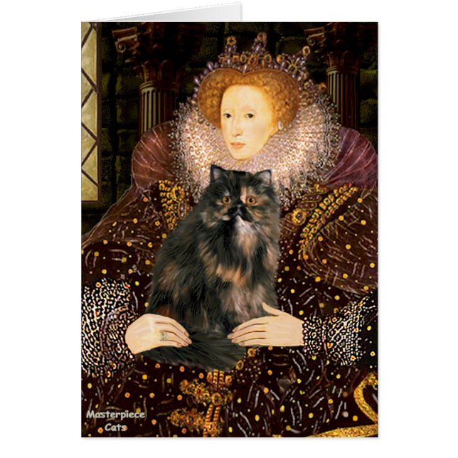 Cartão Rainha - Gato do Calico Persa (Frente)