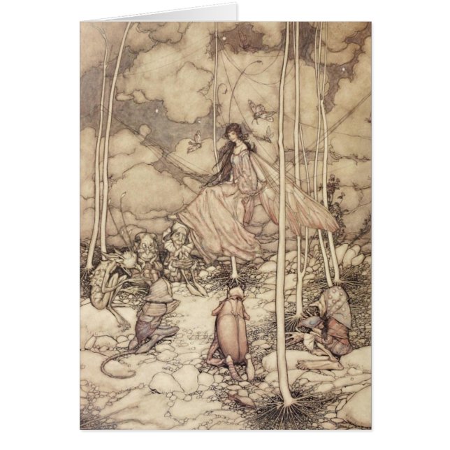 Cartão Rainha Leiteira com Criaturas com Tonalidade Sépia (Frente)