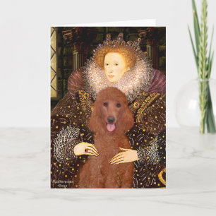 Cartão Rainha - Poodle Padrão Vermelho Escuro #1