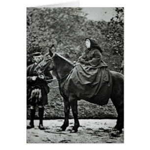 Cartão Rainha Vitória em cavalo em Balmoral, 1863
