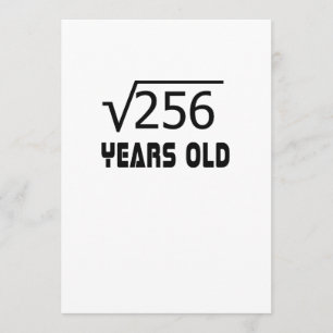 Cartão Raiz Quadrada de 256 anos 16 anos 16 anos 16 anos