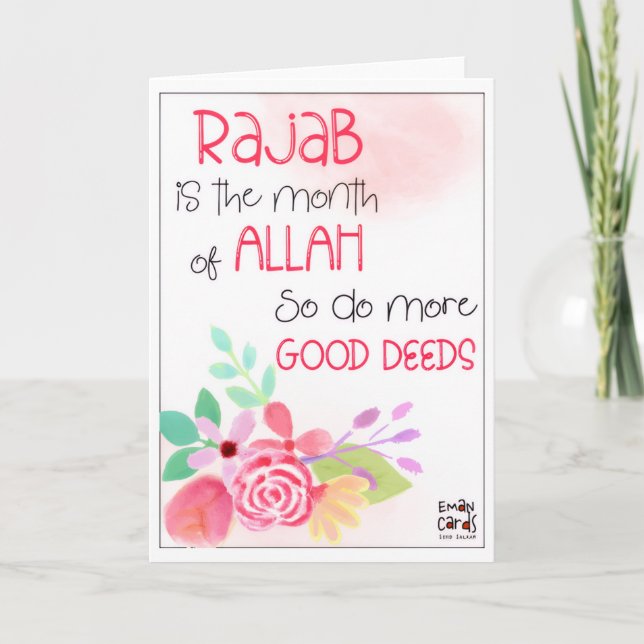 Cartão Rajab - Holy Month Blessings -Floral Design (Frente)