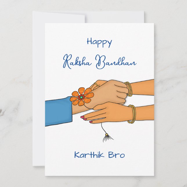 Cartão Raksha com nome, cartão Rakhi / Rakhri (Frente)