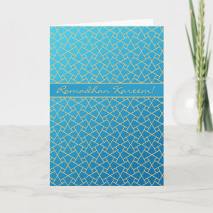Cartão Ramadã de efeito Dourado e azul, padrão