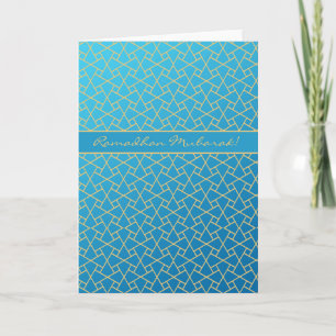 Cartão Ramadã de efeito Dourado e azul, padrão isl