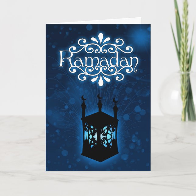 Cartão ramadan card blue with lamp (Frente)