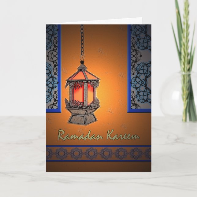 Cartão Ramadan Kareem, Fanoos e Janelas Filigree (Frente)