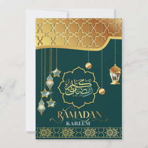 Cartão Ramadan Kareem Ouro Caligrafia Árabe Verde