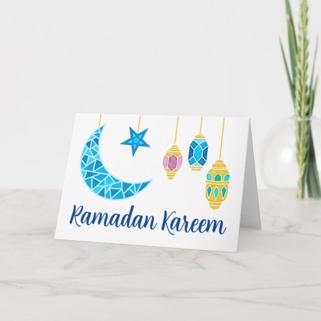 Cartão Ramadan Kareem saúda Fanoos e Lua (Frente)