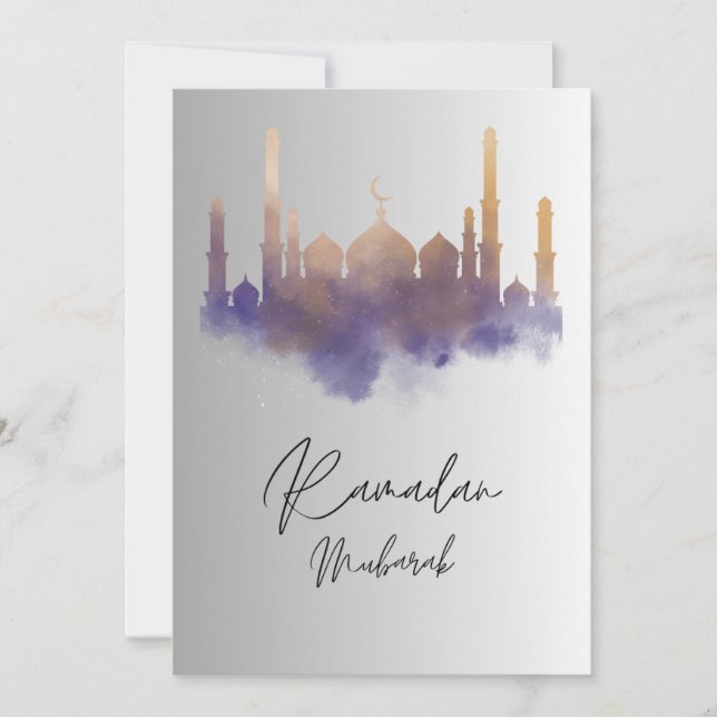 Cartão Ramadan Mubarak para Mesquita de Arte Water (Frente)