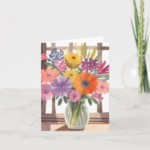 Cartão Ramalhete de Flores da Primavera   Aquarela Pastel