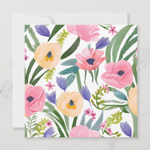 Cartão Ramalhete de Flores de Primavera   Aquarela Floral
