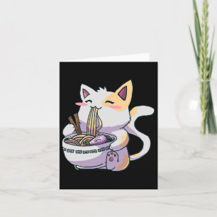 Cartão Ramen Cat Kawaii Anime Japonês Kawaii Neko