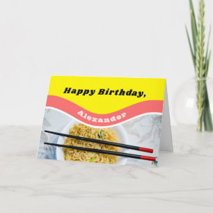 Cartão Ramen Noodles Personalizado Aniversário Engraçad