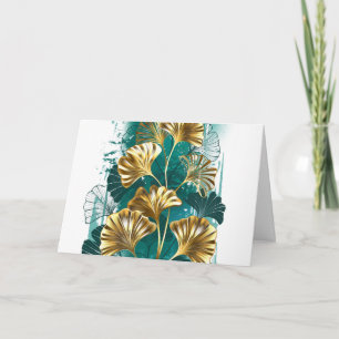 Cartão Ramificação com Ouro deixa Ginko Biloba