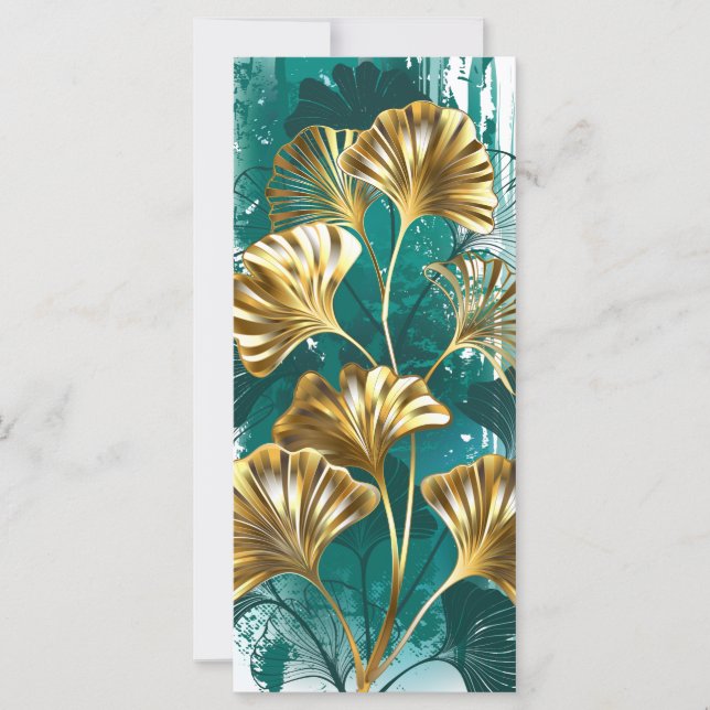 Cartão Ramificação com Ouro deixa Ginko Biloba (Frente)