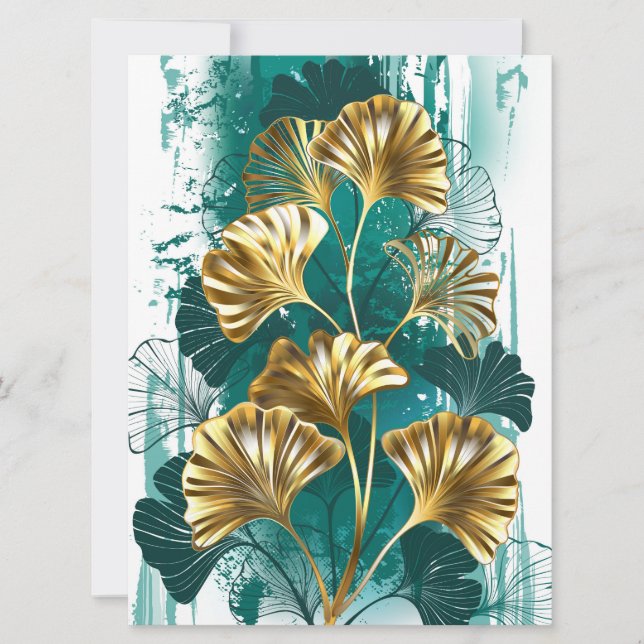 Cartão Ramificação com Ouro deixa Ginko Biloba (Frente)