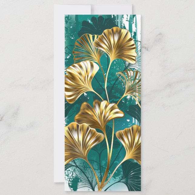 Cartão Ramificação com Ouro deixa Ginko Biloba (Frente)