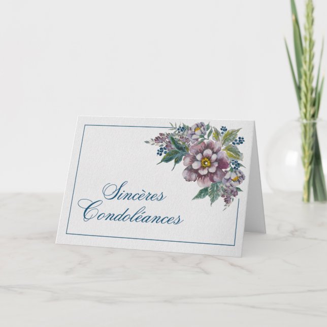 Cartão Ramo de Peonías Malvas Tarjeta de Condolencias (Frente)
