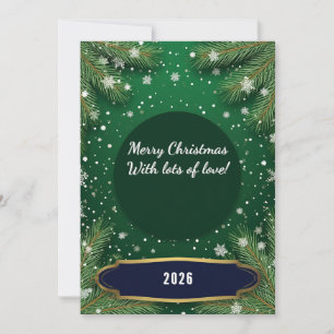 Cartão Ramos de Pinheiro Verde 🎄✨ Inverno Elegante Festi