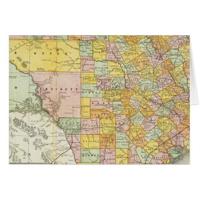 Cartão Rand McNally Railroad E County Map Do Texas (Frente Horizontal)