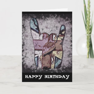 Cartão Random Horns Grunge Duro Rock Birthday